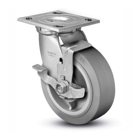 Colson Colson 4 Series Swivel Plate Caster 4.05109.459 BRK7 Rubber Top Lock Brake 5" Dia. 500 Lb. 4.05109.459 BRK7